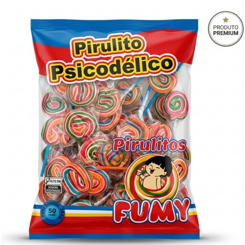 Pirulito Psicodélico Colorido Chaves Fumy 20 25 30 50 Festa Lembrancinha Pirulito do Chaves