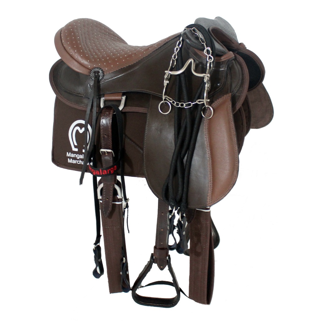 Sela para Cavalo Australiana Marrom em Couro com Kit Completo
