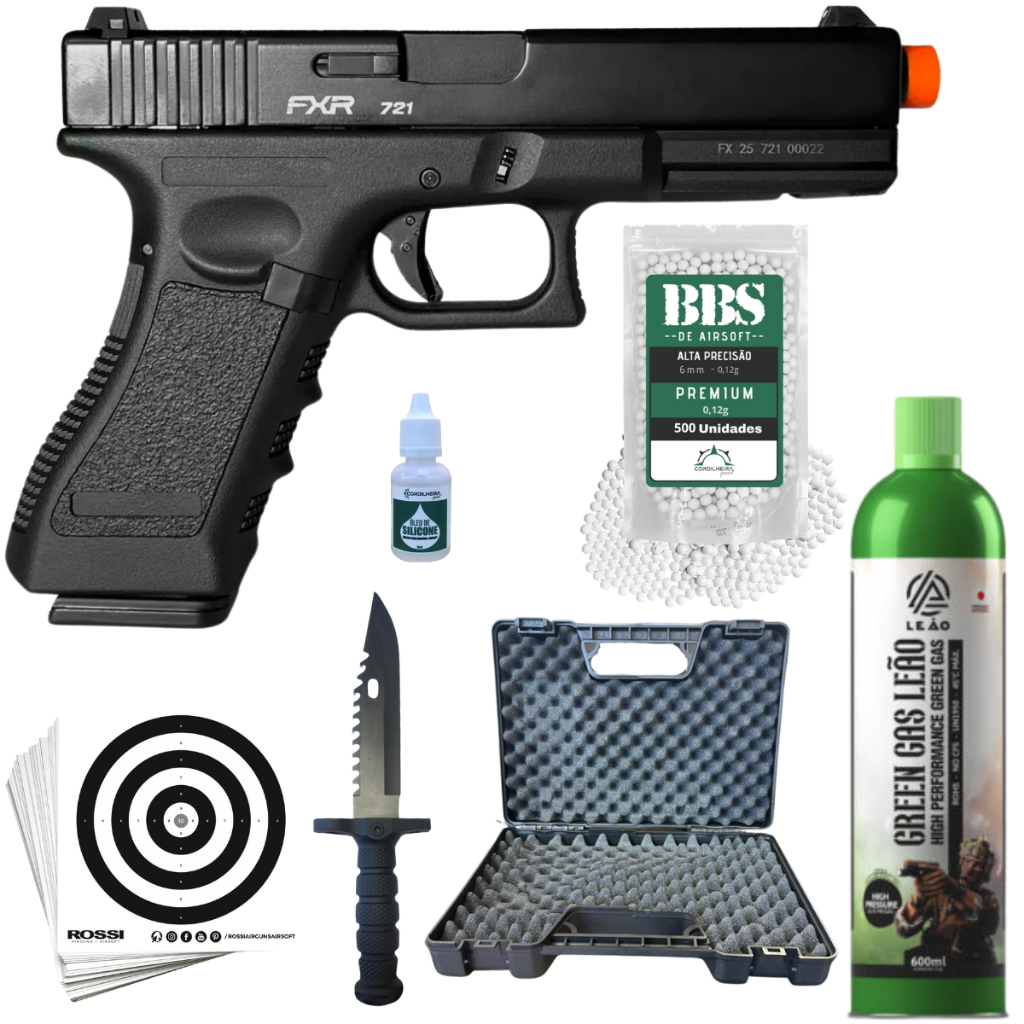 Pistola Airsoft G17 Double Bell Blowback 721 Gbb Fixxar 6mm + Escolha sua Variação Ideal