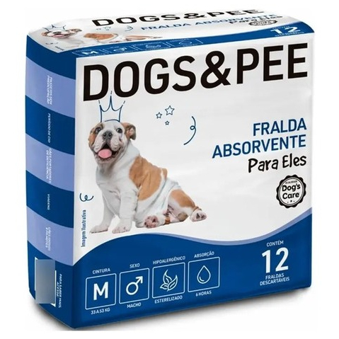 Fralda Higiênica Descartável Pet Cão Macho Dogs & Pee M 12un
