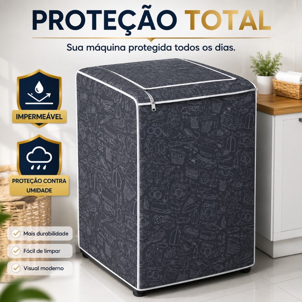 Capa Máquina de Lavar com tampa  12kg a 16kg- Impermeável Proteção Contra Poeira e Umidade / Electrolux Brastemp GE Mabe