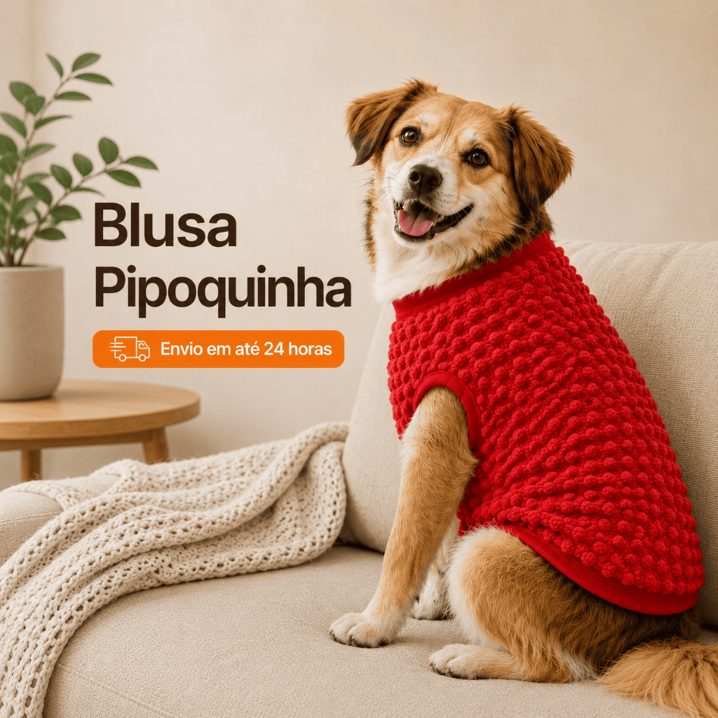 Roupa Pet Blusa Pipoquinha para Cachorro Estilosa Quentinha e Super Confortável para Dias Frios