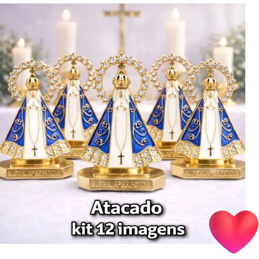 Atacado, kit 12 santinha, imagem Nossa Senhora Aparecida para carro, oratório, escritório
