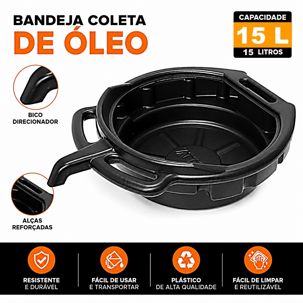 Bandeja Bacia Coletora Óleo Motor cambio Fluidos Automotivos 15 Litros Profissional Carro Caminhonete Van