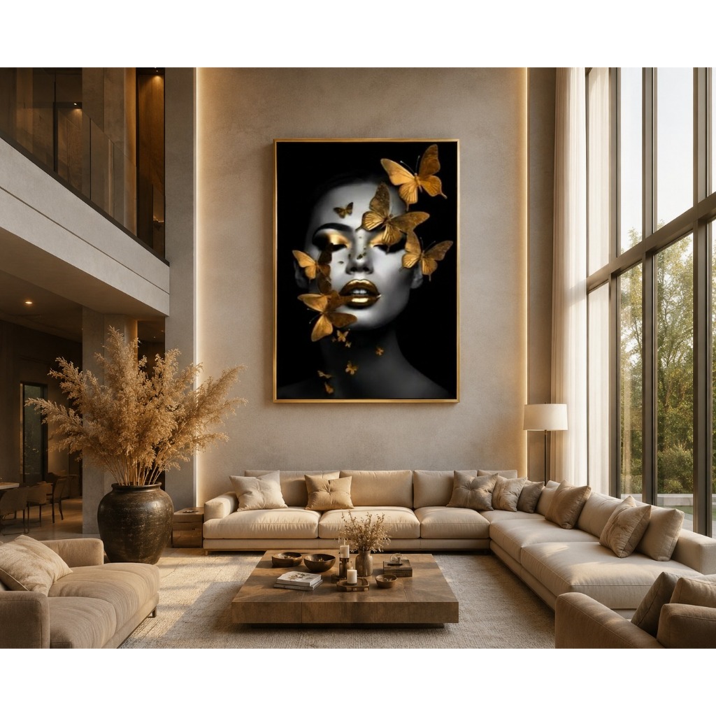 QUADROS DECORATIVOS MULHER BORBOLETA FULL HD SALA ESCRITÓRIO QUARTO