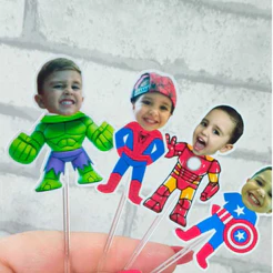 Envio Rápido - Toppers para Docinhos – Personalizados com Foto | Tema Heróis