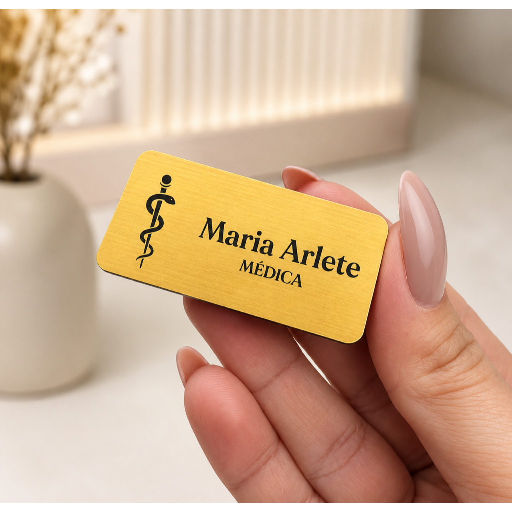 Botton Broche Magnético Personalizado Espelhado Acrilico Luxo Sua Logo Nome Profissão