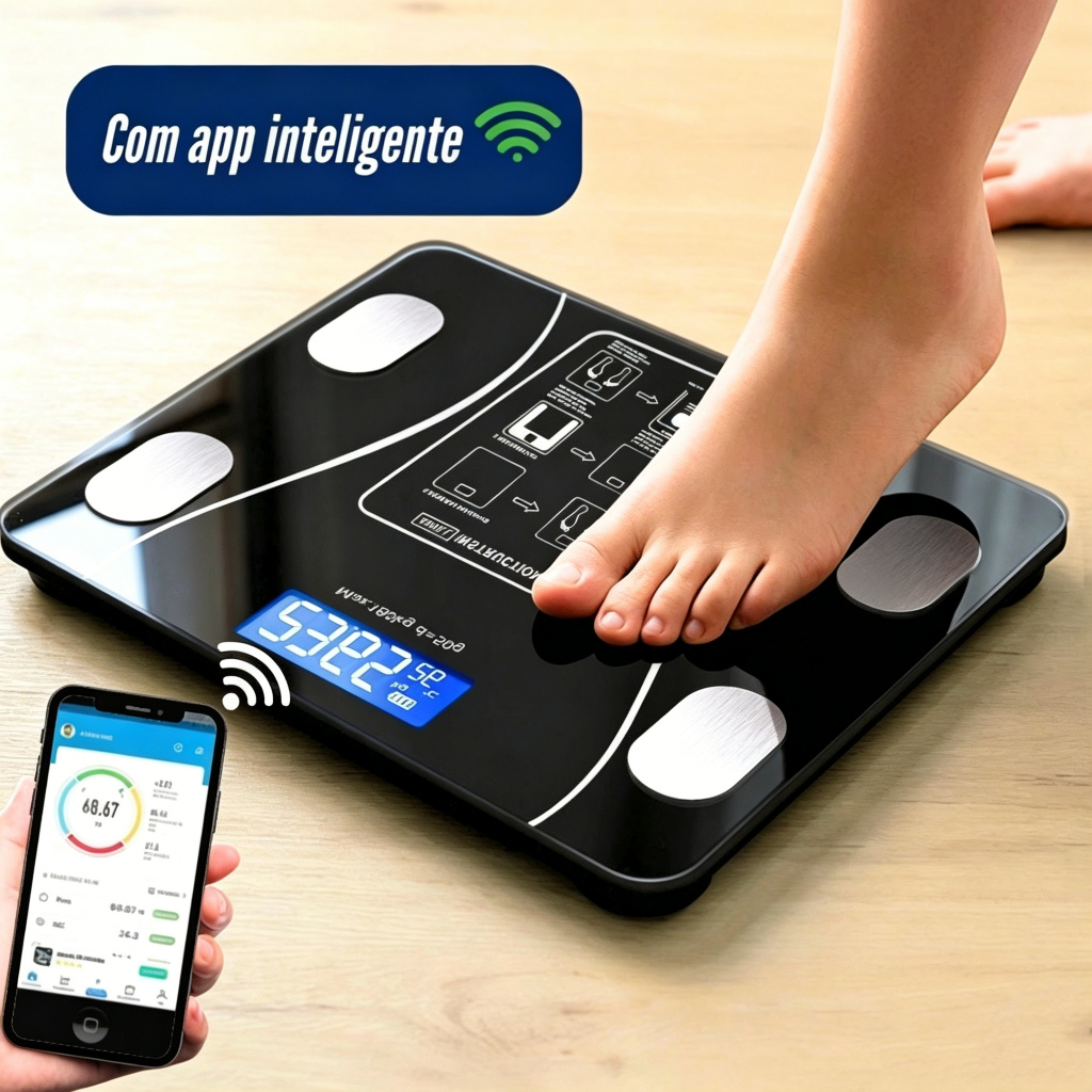 Balança Corporal Bioimpedância Profissional Bluetooth Digital