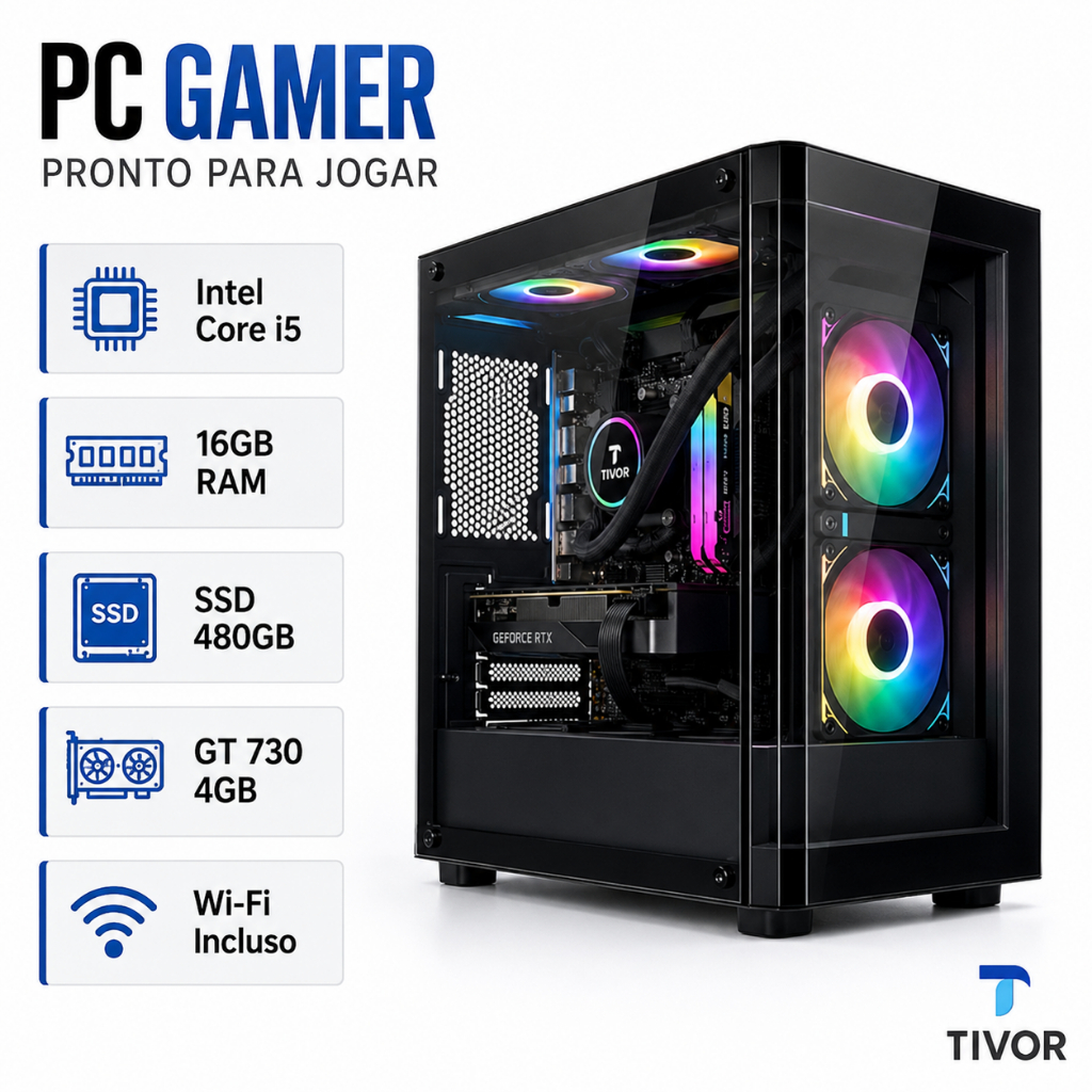 Pc Gamer Intel I5 16gb De Ram Ssd 480gb Placa De Video 4gb - 480 Gb - 16 Gb - Geforce Gt 730