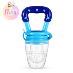 Chupeta Mordedor Alimentadora Bebê De Silicone Porta Fruta Azul e Rosa