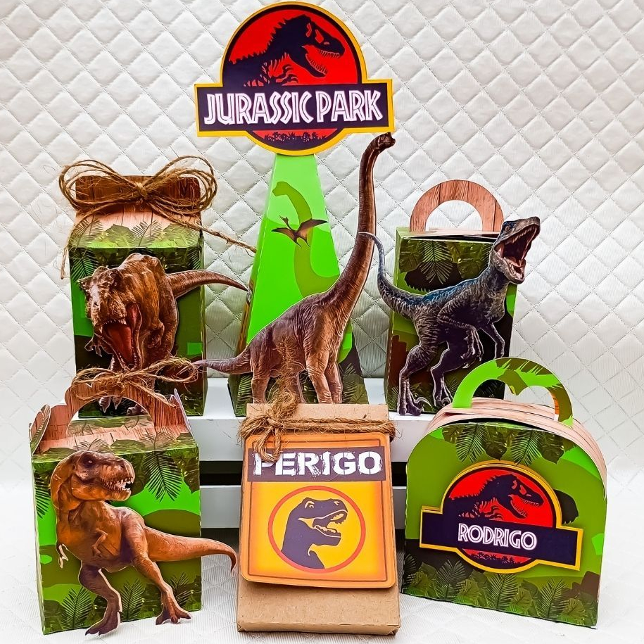 Kit Caixa DINOSSAURO JURASSIC PARK Personalizado Lembrancinhas de festa infantil aniversário