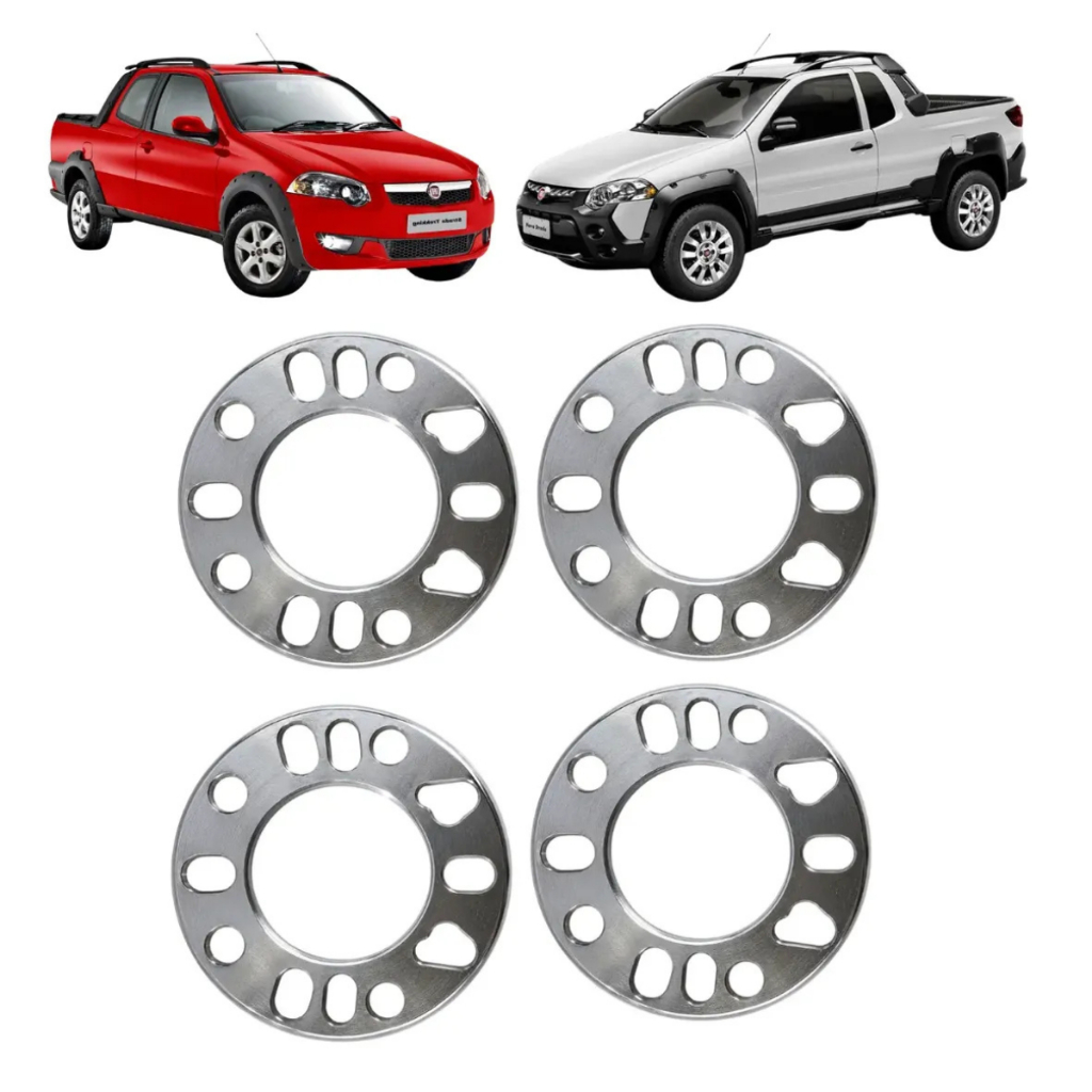 Kit 4 Espaçador 7mm Alargador Roda Strada 4x98 4 E 5 Furos