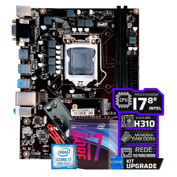 Kit Upgrade Intel Core I7 8700 Ddr4 Placa Mãe H310