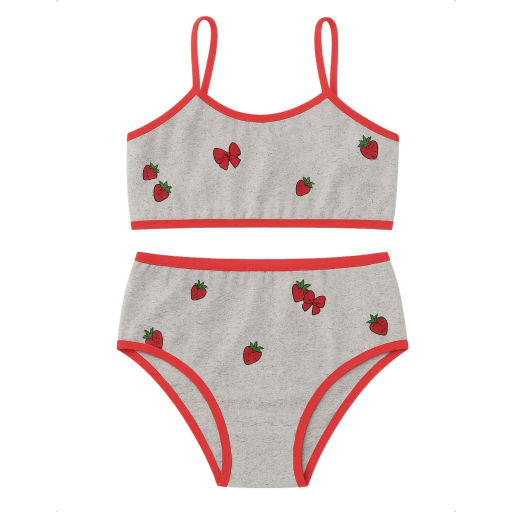 Conjunto Calcinha Sutiã Infantil Sem Bojo Suede Microfibra Estampada Divertida Confortável Menina