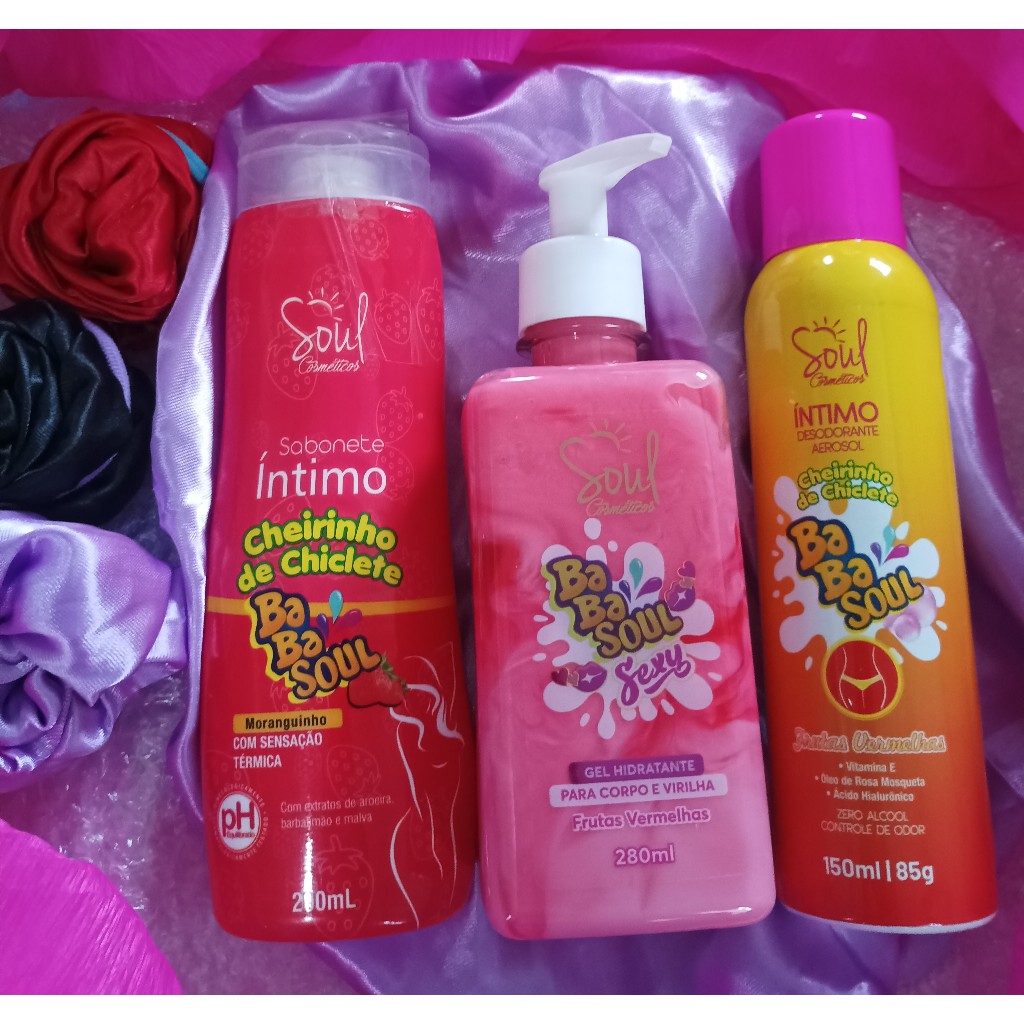 KIT TRIO DIA DOS NAMORADOS HIDRATANTE BEIJÀVEL+DESODORANTE ÌNTIMO+SABONETE ÌNTIMOSOUL