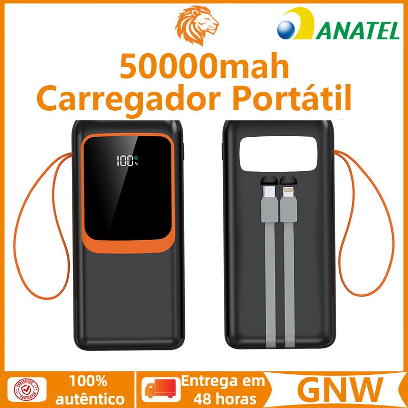 50000mah Power Bank Turbo com Saída Rápida 22.5W para Carregamento Eficiente