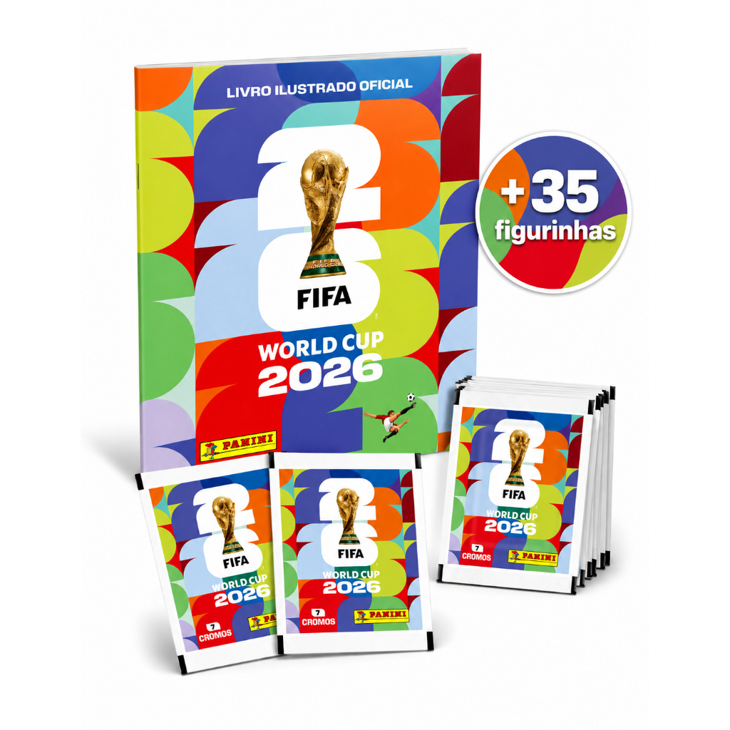 Kit Álbum Copa Do Mundo Fifa 2026 + 35 Figurinhas Panini Coleção Oficial Mundial World Cup