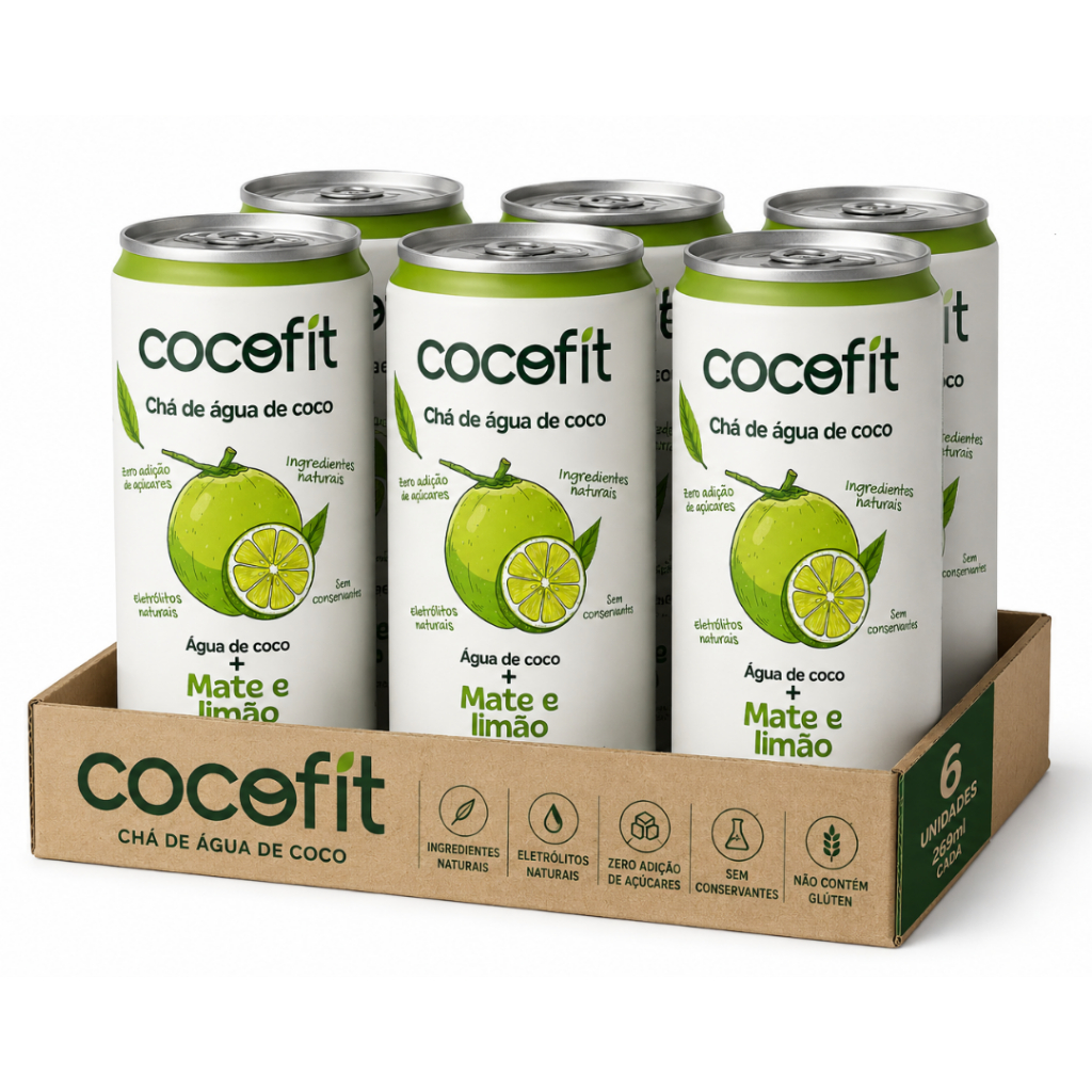FARDO COM 6UN COCOFIT CHÁ DE ÁGUA DE COCO MATE E LIMÃO DE 269ML CADA