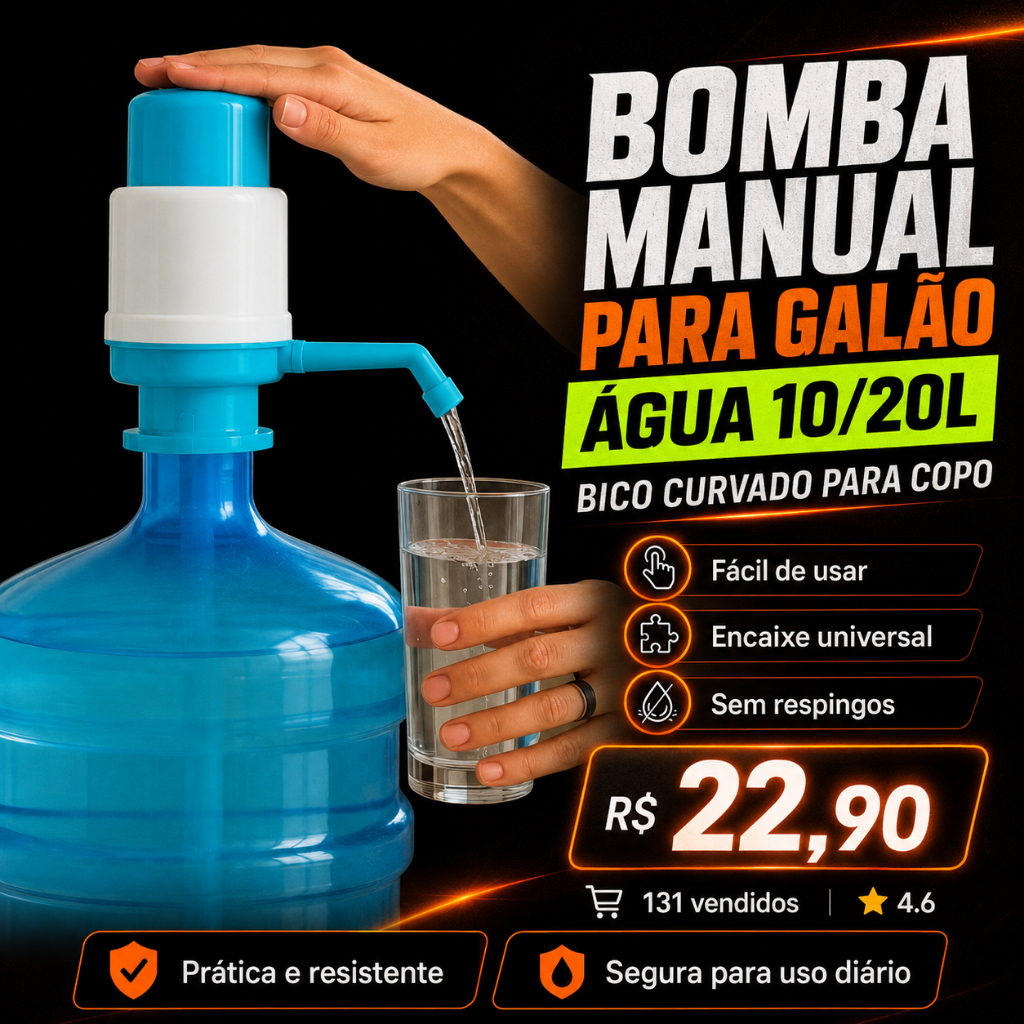 Bomba Manual Para Garrafão de Água 10/20L – Bico Curvado Para Copo | Verde ou Azul | Fácil de Usar