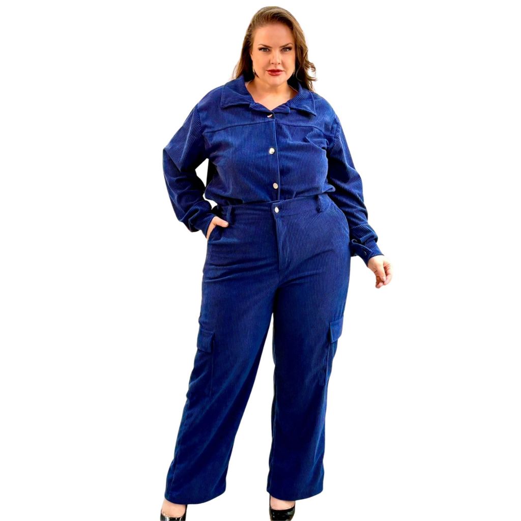 Conjunto Veludo Cotele feminino Mayte Plus size G1 G2 G3