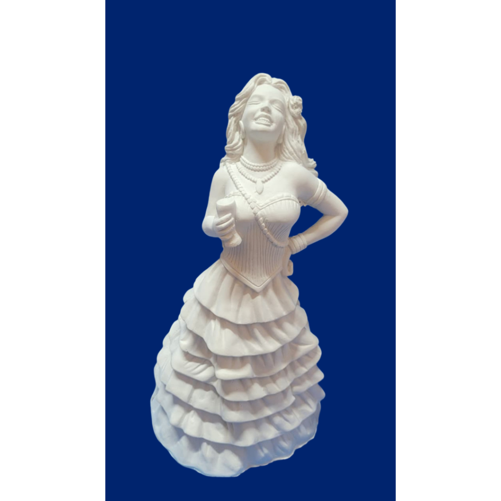 Imagem Pomba Gira 7 Saias / Cigana 7 Saias/ Pomba Gira gargalhada / Para Batismo 40cm em gesso cru