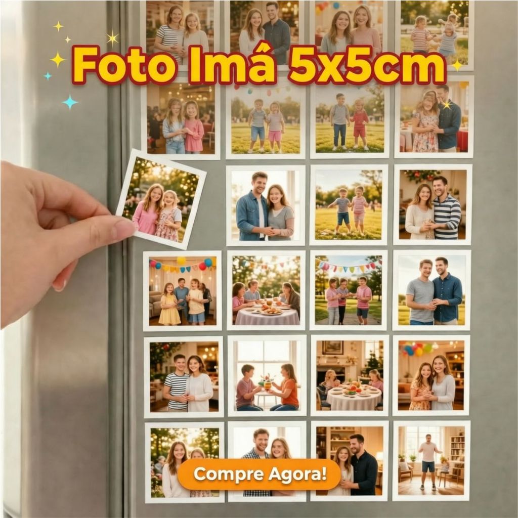 Fotos Imãs  5x5cm Premium com ou sem borda -  Brindes Casamentos Batizados Chás de Bebe Presente Criativo
