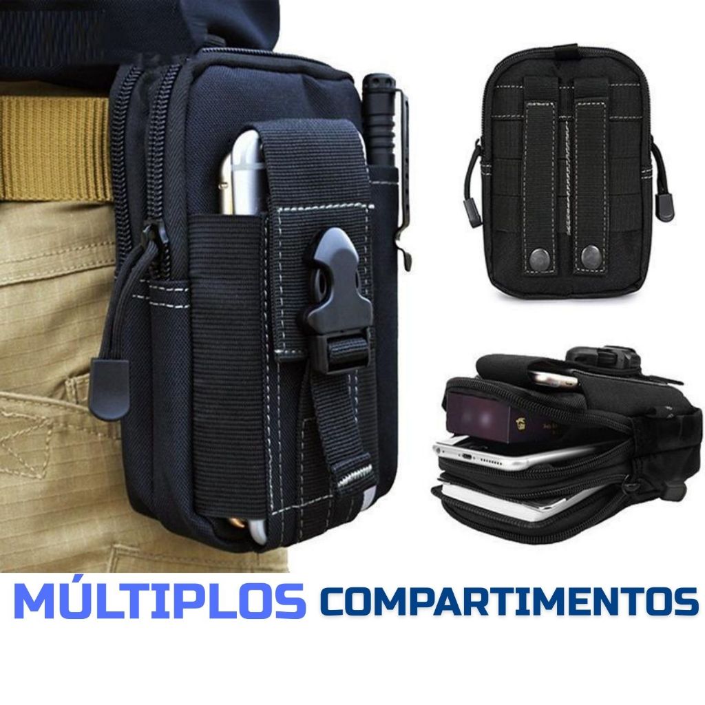 Bolsa de Cintura Pochete Militar Pequena Tática Multiuso Porta Objeto Utilitária p/ Celular, Bike e Montanhismo Compacta
