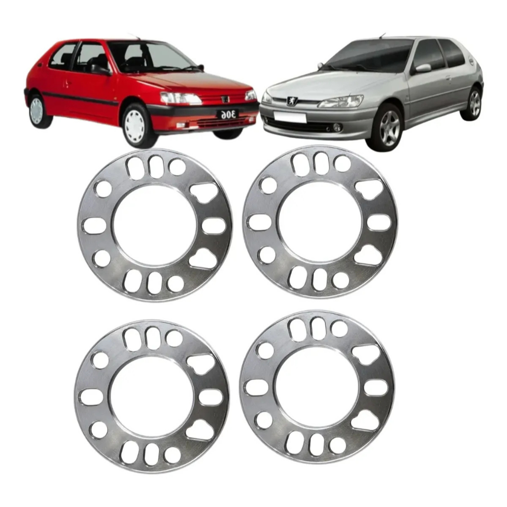 Kit 4 Espaçador 7mm Alargador Roda Peugeot 306 4x108 4e5fur