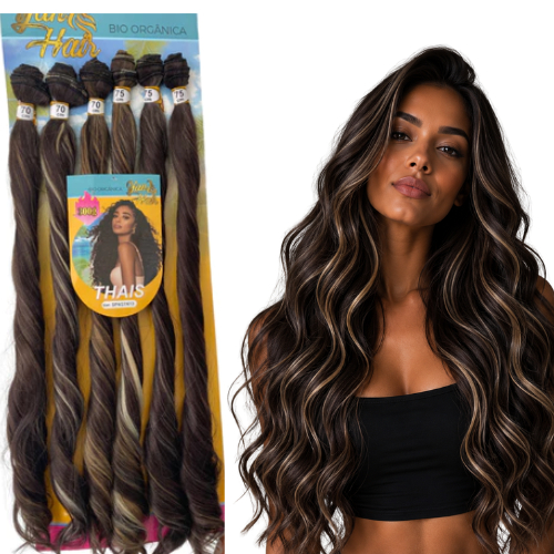 Cabelo Ondulado Bio Orgânica Thais 70cm Alta Durabilidade