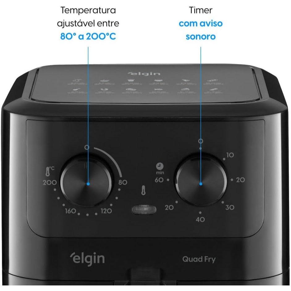 Fritadeira Air fryer, Elgin, Quad Fry - 1.400W, 4,2L, Com Tecnologia Air Circuit 360° - Preta · foto 2