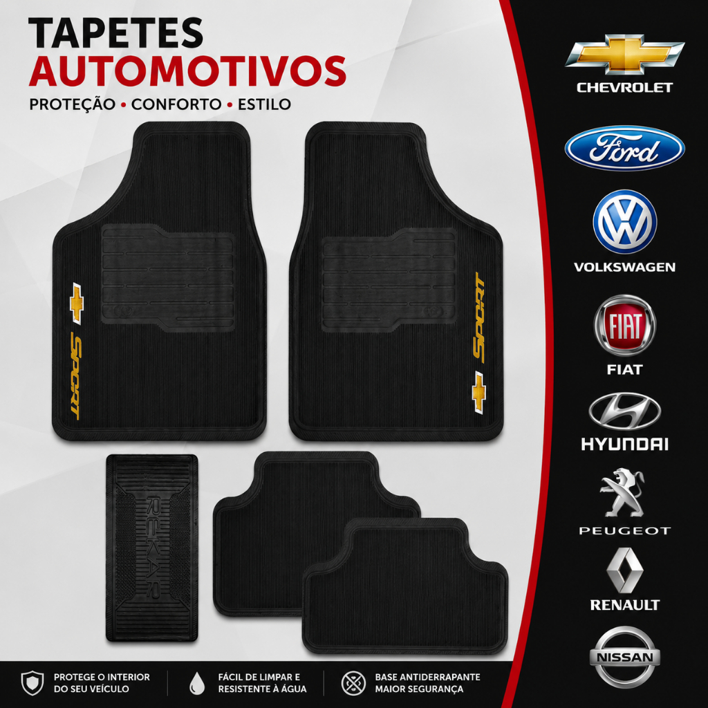 Tapete Automotivo Personalizado Chevrolet Preto Silverado Sport - Tapete para Carro, Carpete Carro, Carpete para Carro