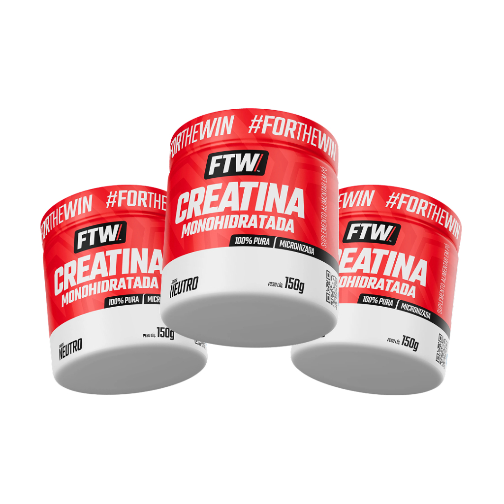 Kit 3x Creatina Monohidratada Pura 150g - 100% Pura - FTW