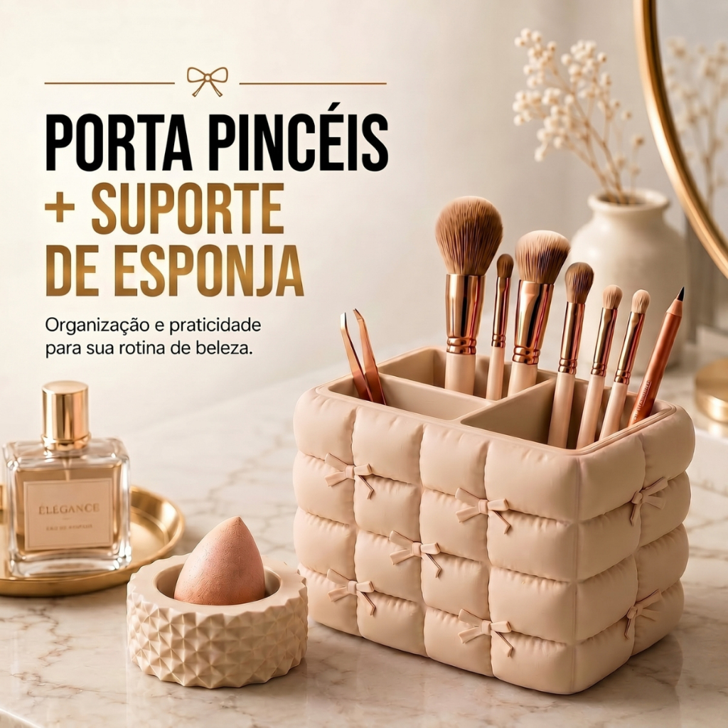 Porta Pincéis Estilo Luxo para Namoradas e Organizador Premium com suporte Esponja para Presente