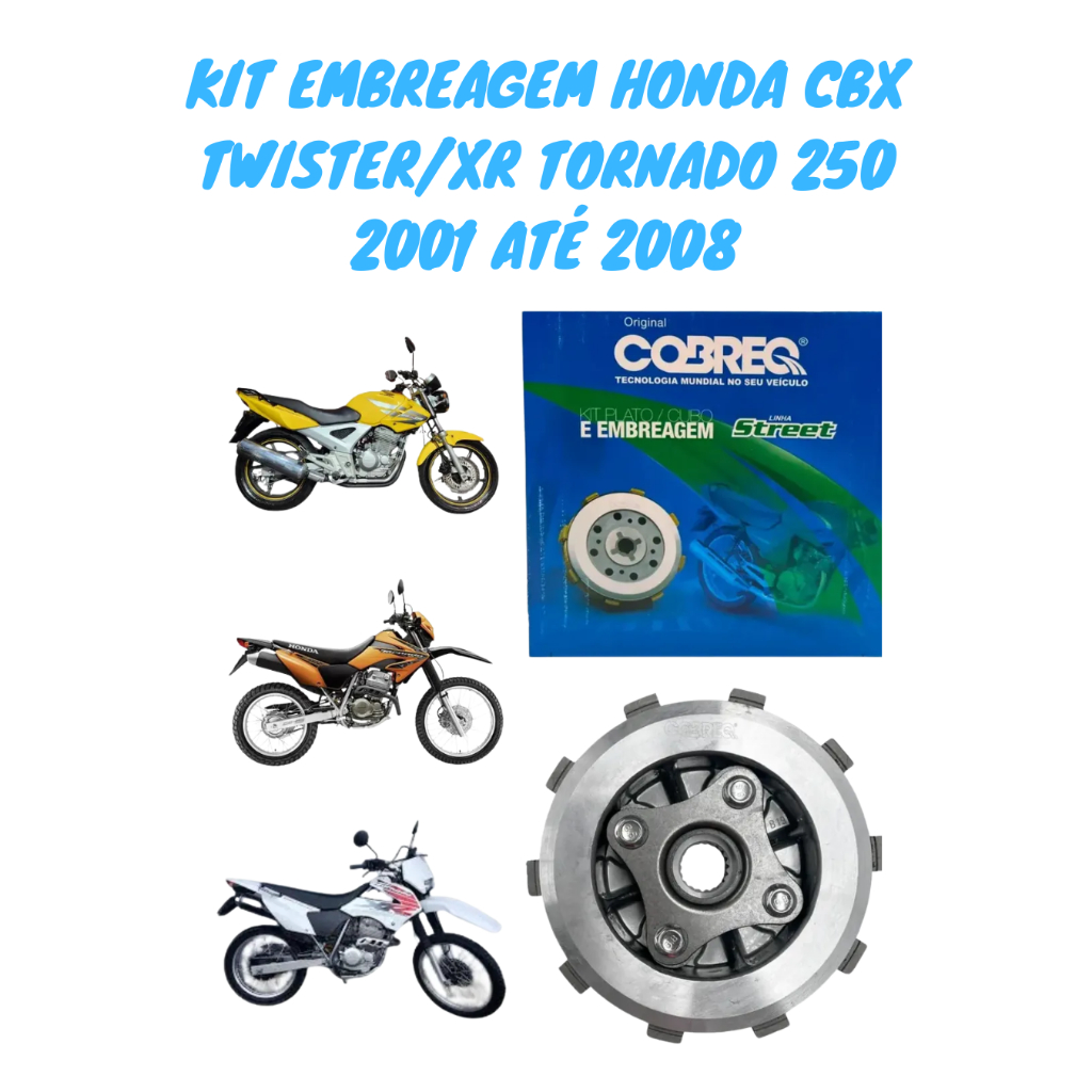 Imagem Kit Embreagem Completo Honda Twister Tornado 250 2001 2002 2003 2004 2005 2006 2007 2008 Cobreq
