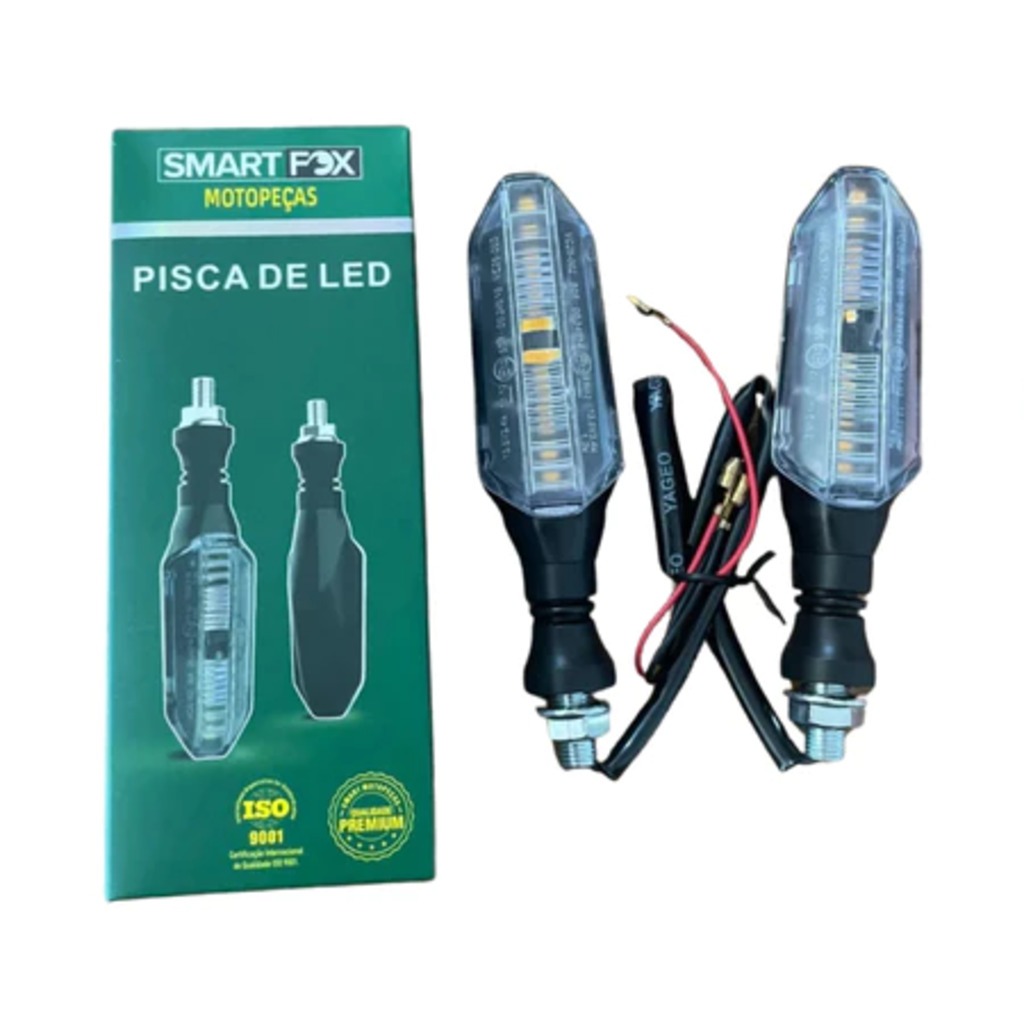 Pisca LED Sequencial Titan 150 Twister 250 Seta Esportiva Moto Lente Fumê Smart Fox