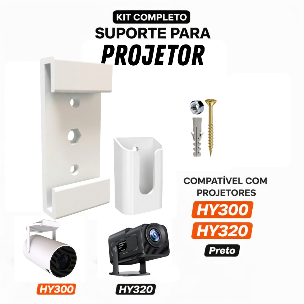 Kit Completo p/ Projetor HY300 HY320 Com Suporte e Suporte p/ Controle Remoto