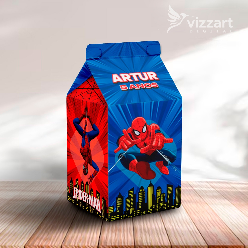 Caixinha Milk Homem Aranha para Festa Personalizada  - Lembrancinha para Festa