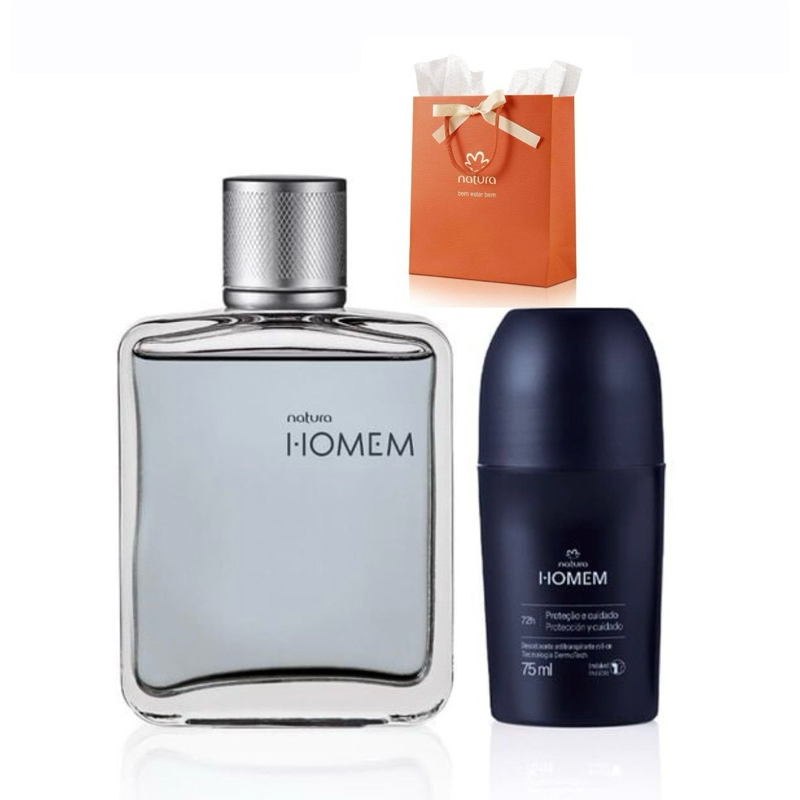 Kit Desodorante Colônia e Desodorante Roll-on Natura Homem (2 produtos) + Sacola