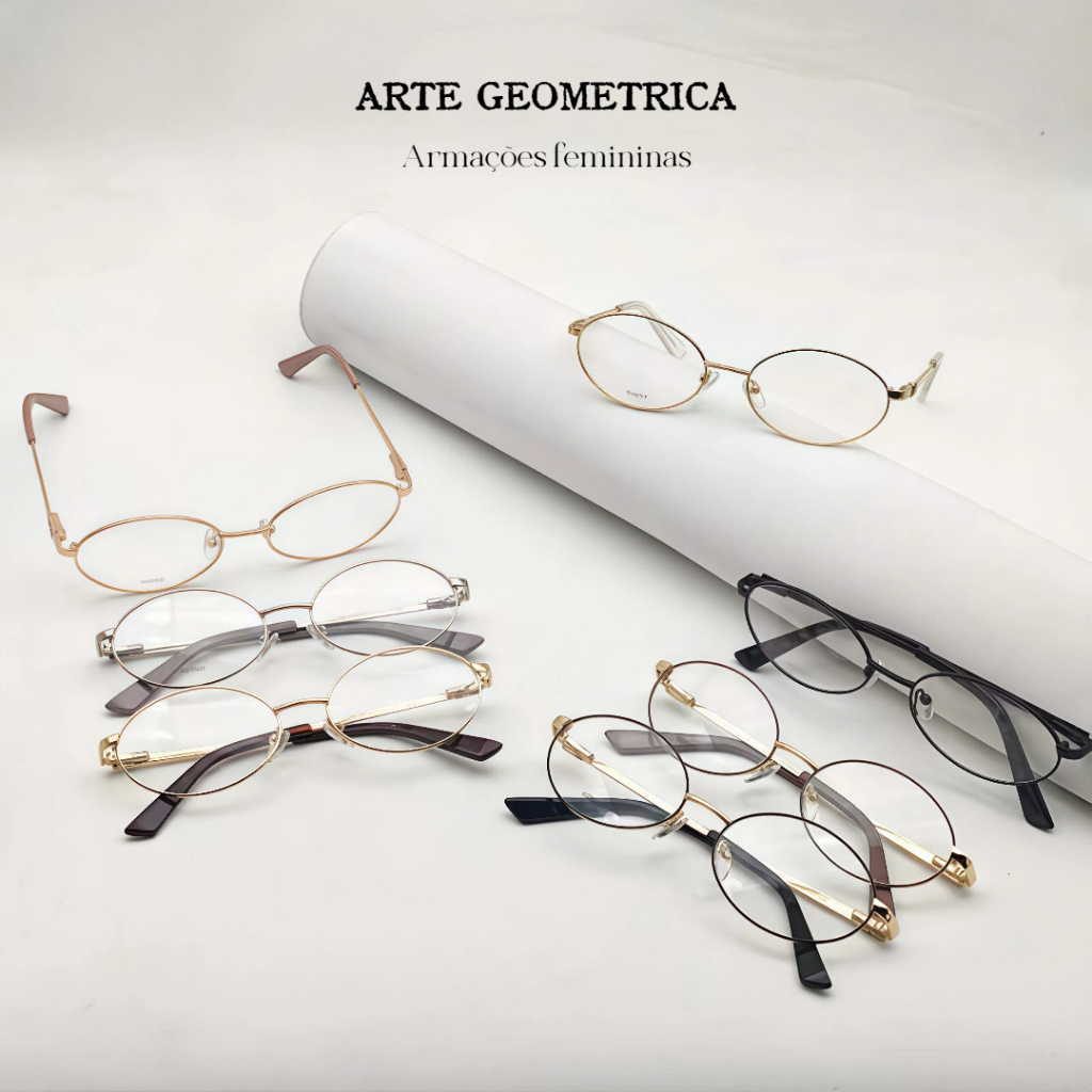 【ARTE】Armações de óculos faminina oval metal moda blogueiro hastes dos óculos são decoradas