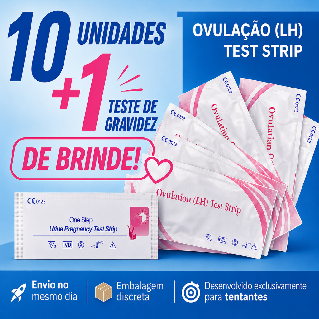10 Testes De Ovulação Em Tiras + Brinde 1 Teste De Gravidez