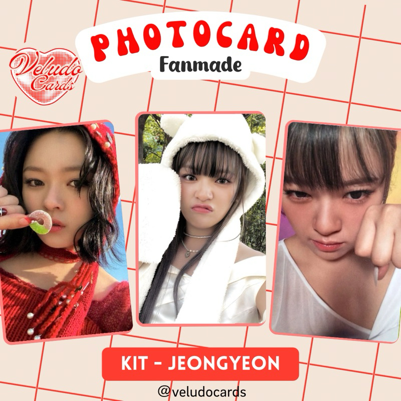 Kit 3 Photocards Jeongyeon Twice Kpop Fanmade Frente e Verso Plastificado