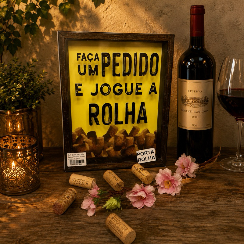 Quadro Porta Rolha / Quadro Decorativo Porta Rolhas de Vinho