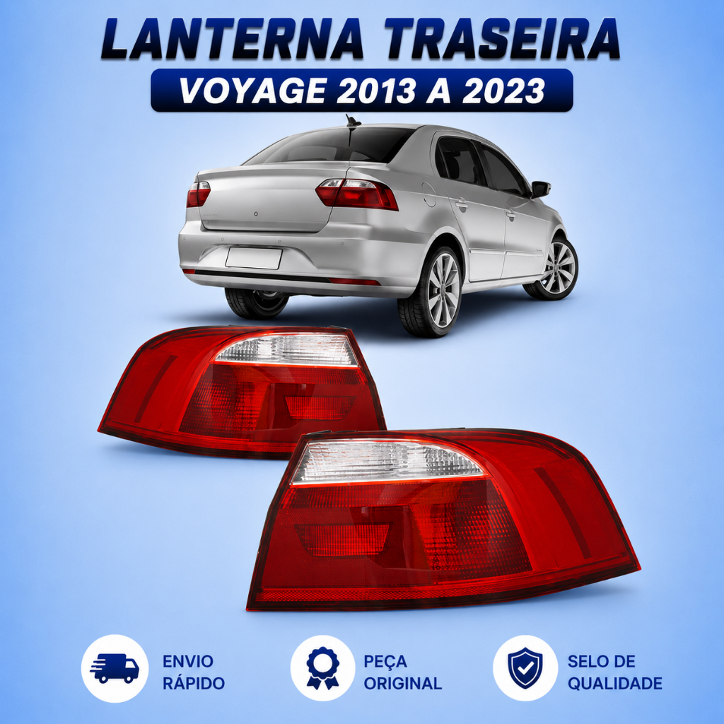 Lanterna Traseira Voyage ANO 2013 2014 2015 2016 2017 2018 2019 2020 2021 2022 2023 Bicolor Borda Cromada