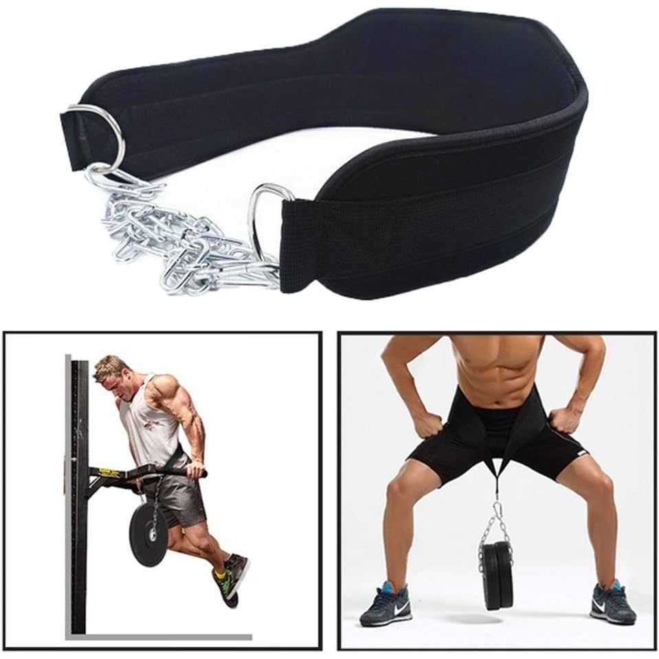 Cinto Dip Belt Com Corrente Musculação Barra Fixa Paralelas Cinturão De Peso Anilhas Academia Treino