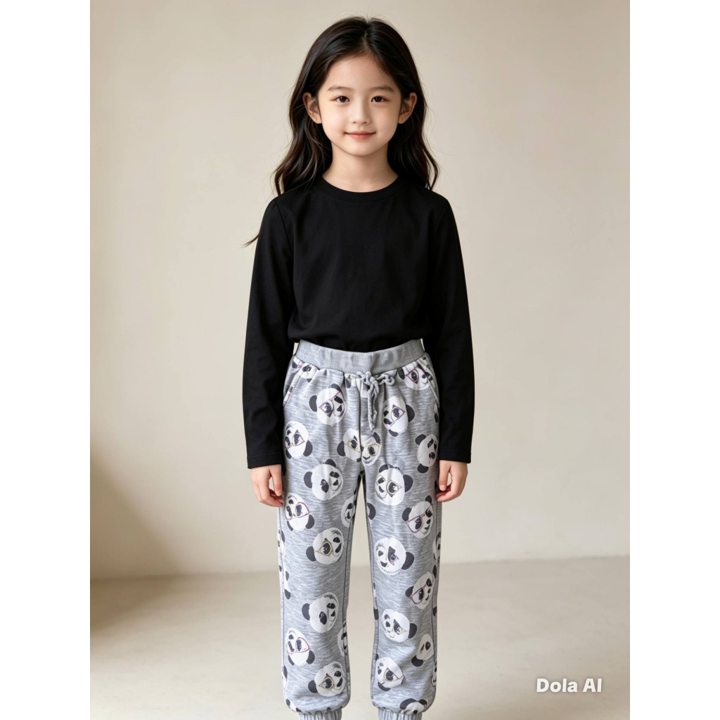 Calça Infantil Feminina, Moletom c/ Elastano, Cinza Desenho, Tam; 3, Marca: Bauerbauer1977