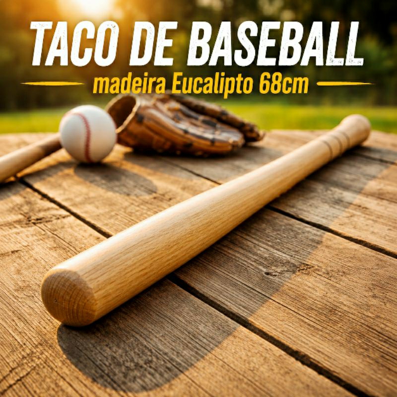 Taco de Baseball Madeira Resistente de Eucalipto 68cm | Coleção Decoração Presente