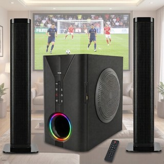 Alto-falante com projetor Sistema de Som 2.1 C/ Subwoofer 6.5" 400W, Bluetooth, USB/SD, Rádio FM, Luz RGB - Home Theater