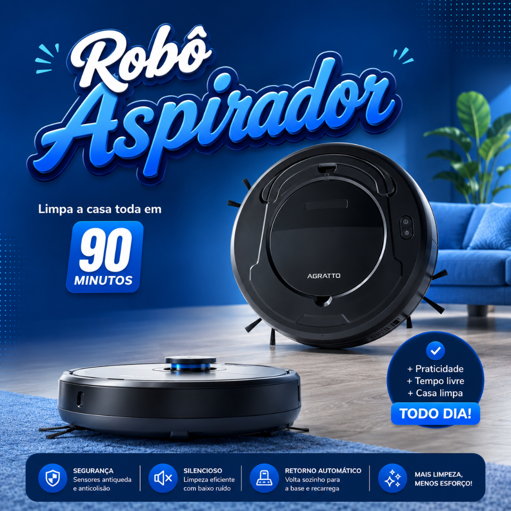 Aspirador Inteligente Robô Aspirador 3 em 1 Robô Aspirador Passa Pano Robô Limpa Casa Automático - Miniatura 3