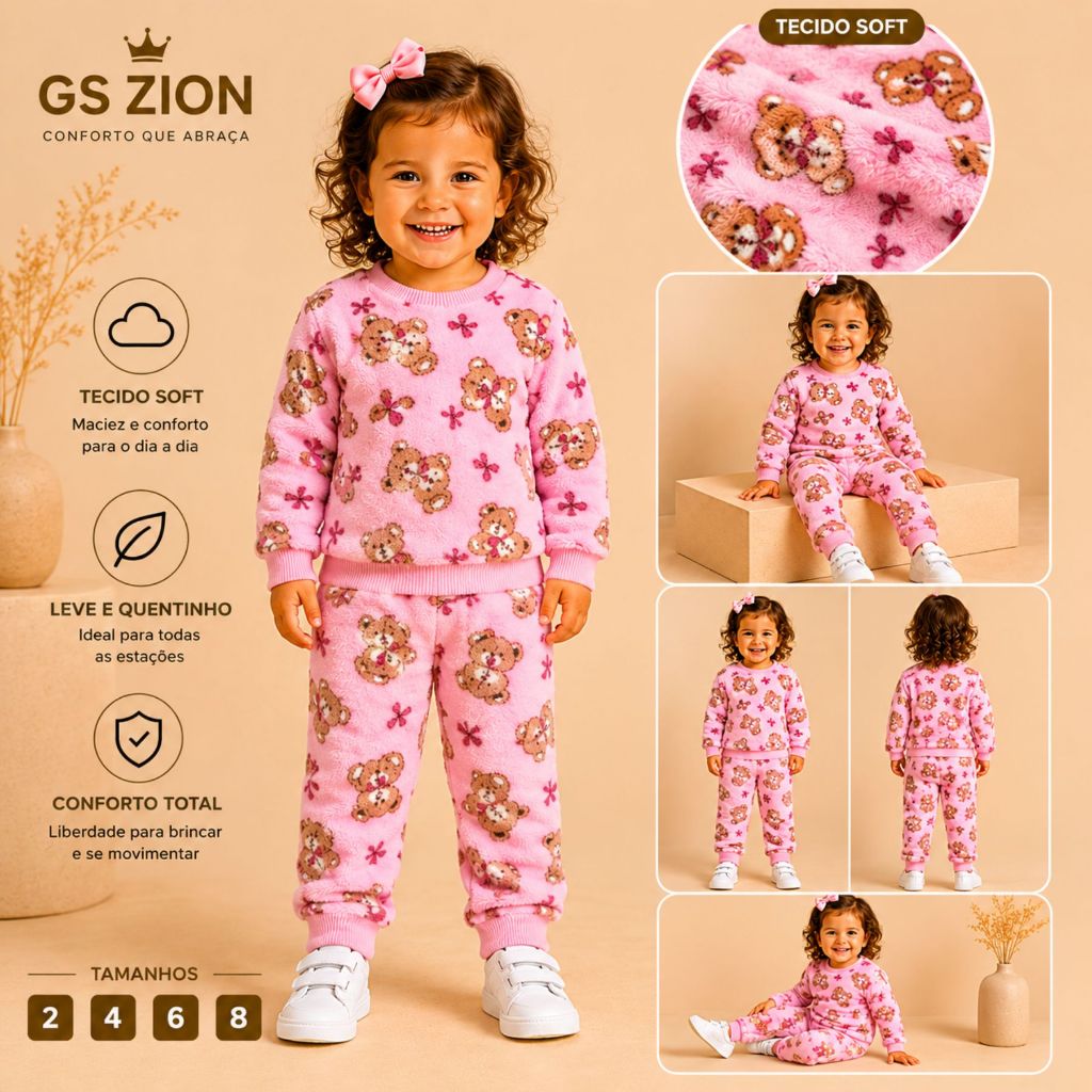 Conjunto inverno feminino Soft conjunto de frio menina blusa de frio e calça conjuntos estampados