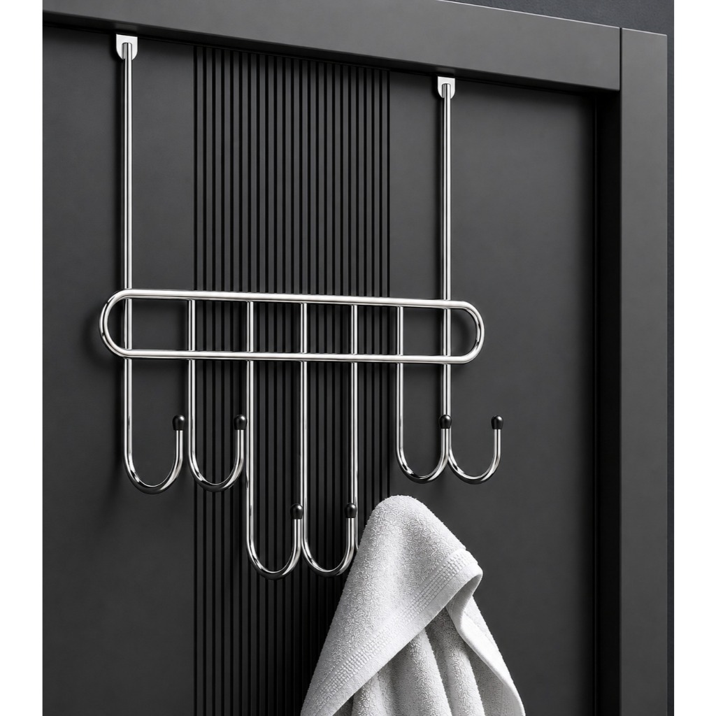Suporte Cabideiro De Porta Para Quarto 7 Ganchos Provador Pendurador Toalha Bolsas Roupas
